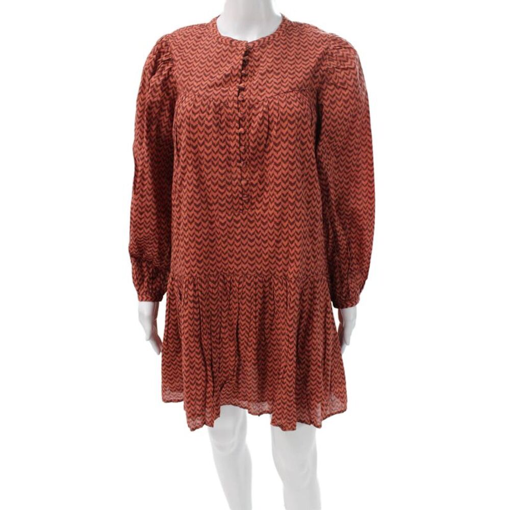Steele Womens Orange Cotton Collared Shift Dress Long Sleeve Knee Length Size S
